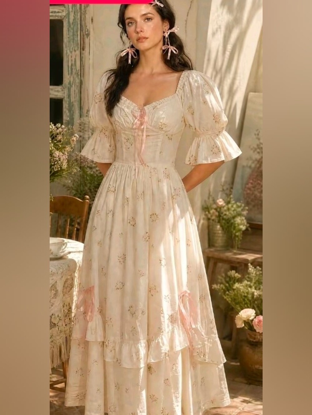 Rose Corset Dress Large / Med Coquette Romantic
